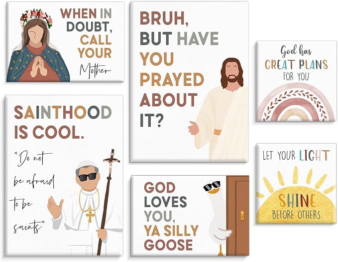 Framed Inspirational Christian Kids Wall Art for Classroom, Set of 6 Christian Nursery Kids Room Canvas Wall Decor, Sunday School Decorations for Classroom, Religious Bible Verses Posters