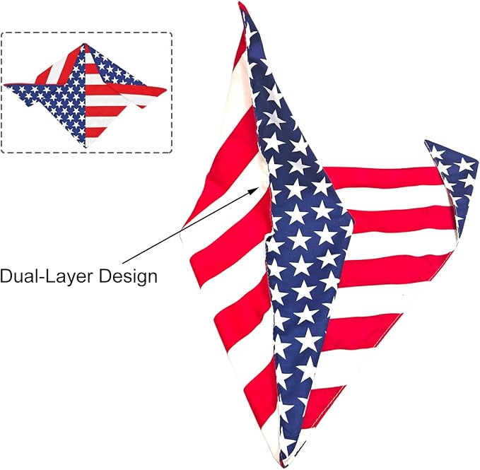 American Flag Dog Bandanas 2PCS-Small,4th of July Pet Scarf,Triangle Dual-Layer Design Patriotic Costume for Memorial Day & Independence Day,Red White & Blue Outfit for Boys and Girls Dogs