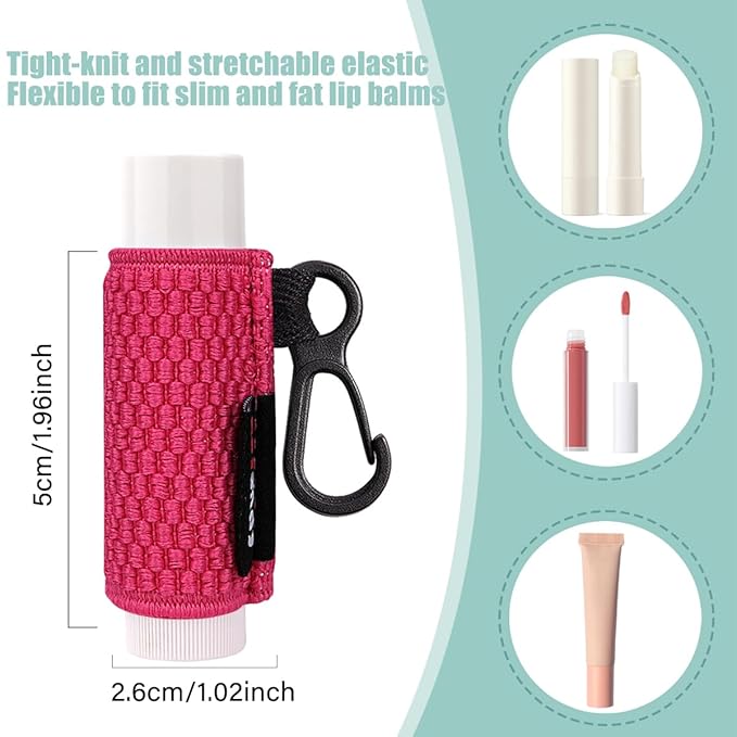 HEYSKAY Lip Balm 3pcs Holder Sleeves Compact Clip On Keychain Lipstick Chapstick Lip Gloss Elastic Sleeves