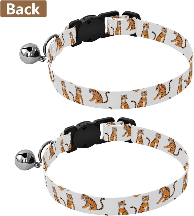 Tigers Pose White Easy to Clean Dog Collar 2 Pack Collars for Puppies