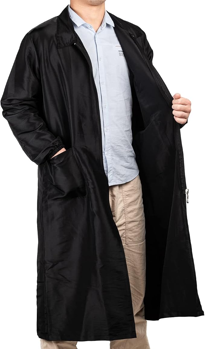 Noverlife Professional Full Coverage Long Sleeve Grooming Smock Collection | Anti-static Splash Proof Knee-Length Workwear for Pet Groomer Hair Stylist Gardener, Hair Resistant Protective Gown Shop Coat