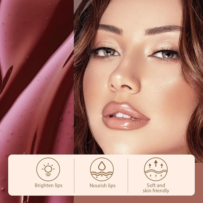 Matte Lip Gloss Stain-Peel Off Lip Liner Tattoo, Brown Peel-Off Lip Tint，Long Lasting Peel Off Lip Stain, Waterproof Transfer-proof Lip Mask Lip Liner Peel Off Lip Gloss,Stayn Lip Makeup.02#