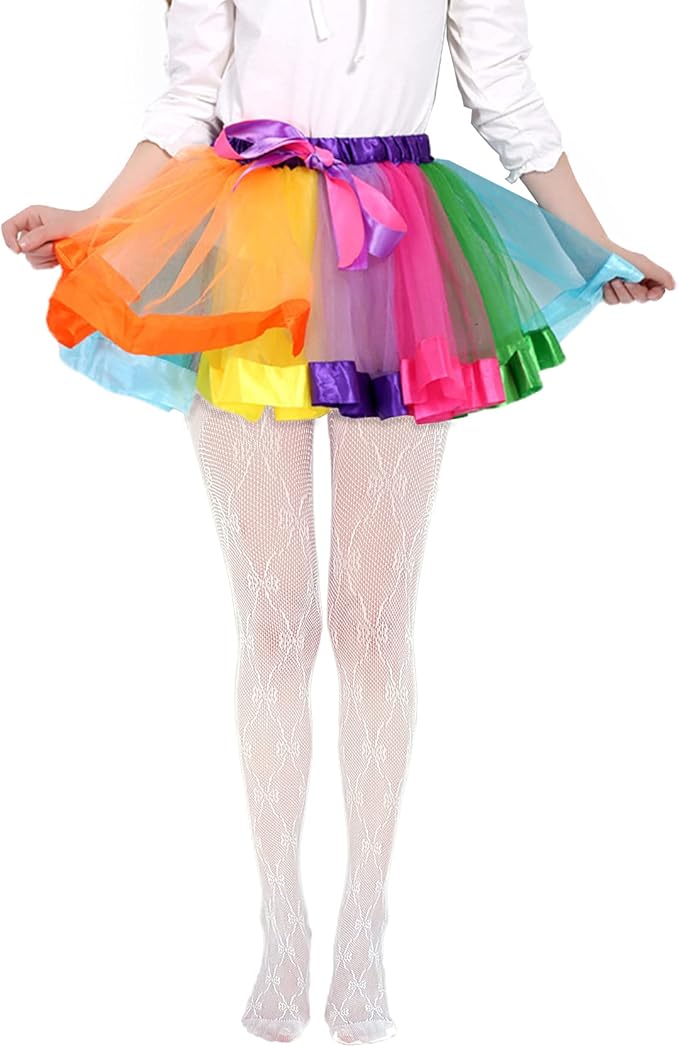 Girls Fishnet Stockings for Princess Dress High Waist Mesh Tights Cute Pattern Knit Socks