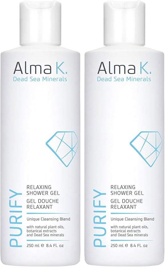 ALMA K Relaxing Shower Gel - Nourishing Women and Men's Body Wash - Skincare with Dead Sea Minerals, Avocado Oil - White Tea and Neroli Scent - 8.4 oz (Pack of 2)