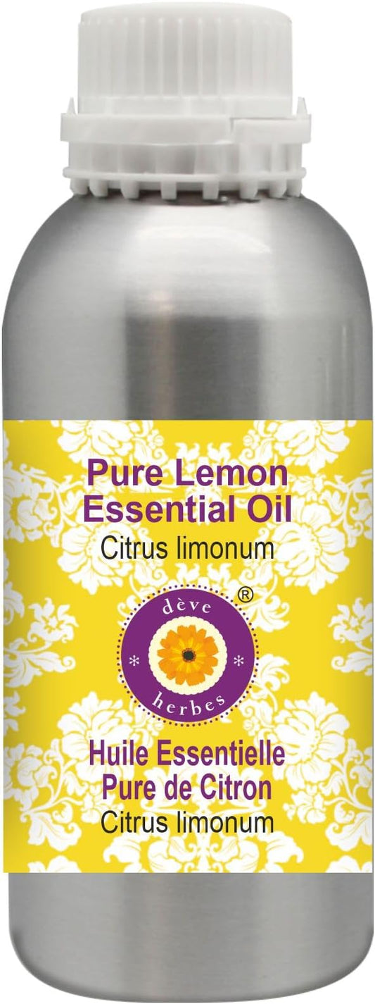 Deve Herbes Pure Lemon Essential Oil (Citrus limonum) Steam Distilled 630ml (21 oz)