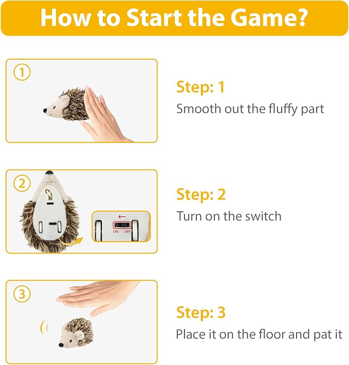 Gigwi Interactive Moving Cat Toy, USB-Charged Squeaky Hedgehog for Cats