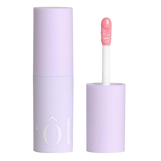 Cote Beauty's Peptide Lip Shine in Lyla, Ultra Hydrating & Long-Lasting Coral Plumping Lip Gloss for Women with Hyaluronic Acid, Shea Butter & Jojoba Oil, Vegan & Cruelty-Free, 0.12 Fl Oz