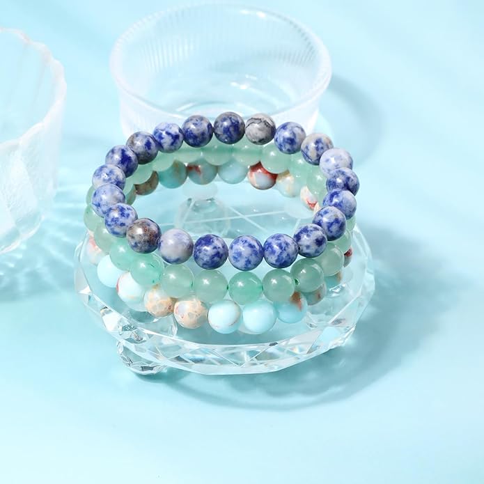 NCB 2.3-Piece 4mm Natural Crystal Gemstone Stretch Bracelets – Handmade Reiki Energy Healing Jewelry for Meditation,Yoga, Unisex