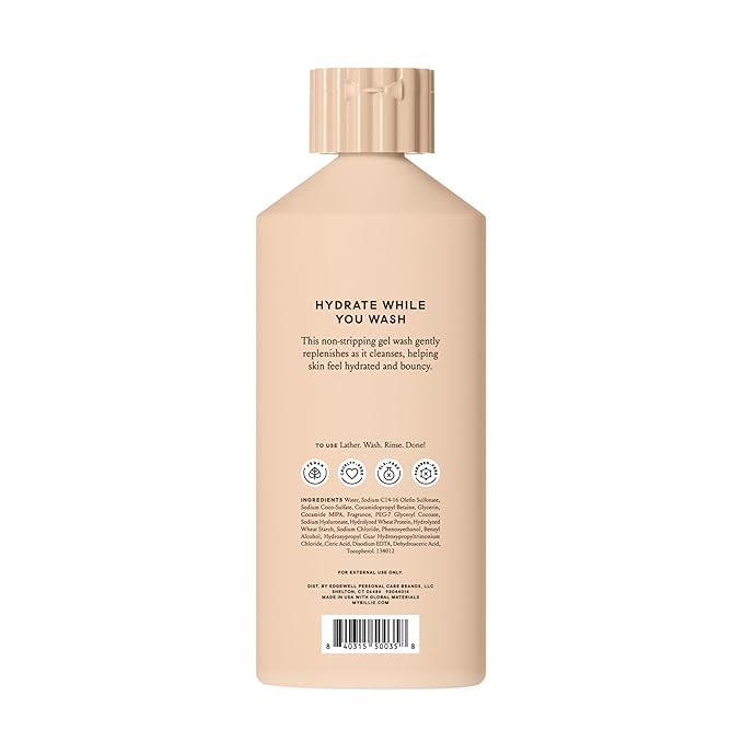 Billie Bounce,Hydrating Body Wash,Hyaluronic Acid + Peptides,Hydrating & Replenishing,18Fl Oz,(Pack of 2)