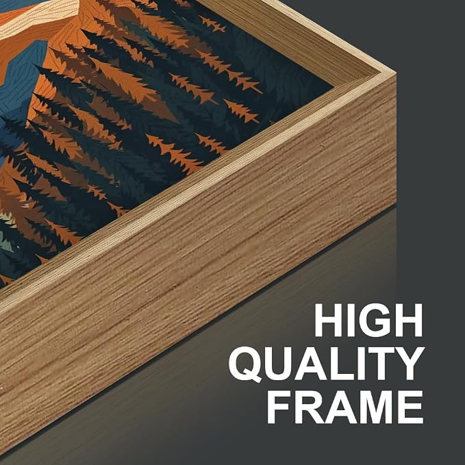 FWIEXA Vintage Mountain Framed Canvas Wall Art Set, Boho Sunrise Wall Prints, Abstract Nature Forest Artwork, Retro Lake Sunset Painting, 20x40 Inches Modern Rustic Decor for Living Room, Bedroom, Office
