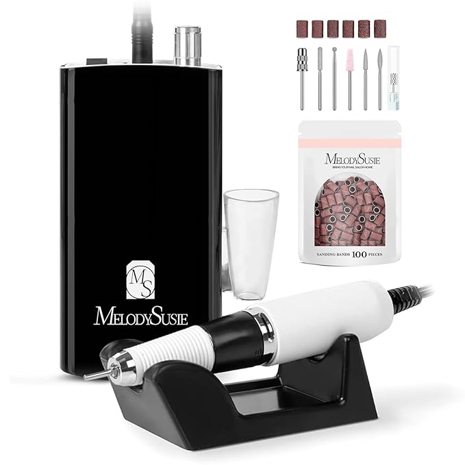 MelodySusie Entry-Level Clip-On Cordless Nail Drill with Anti-Slip Silicone Handle, SC300I 30000RPM Stable E-File for Manicure Shaping & Gel Removal, Perfect for Training, Nail Art Practice & Home Use