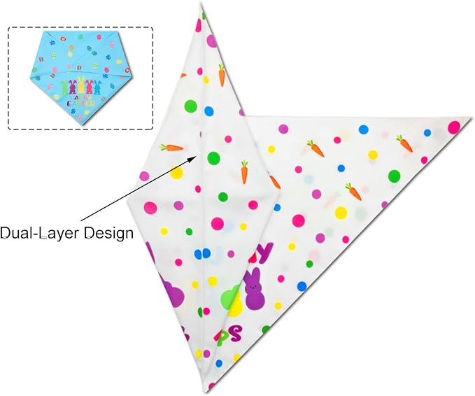 Easter Dog Bandanas 2PCS-Small,Adjustable Holiday Party Pets Rabbit Easter Egg Outfits,Triangle Reversible Pet Scarf for Boys and Girls,Dog Costume Gifts for Puppy Cats Pets