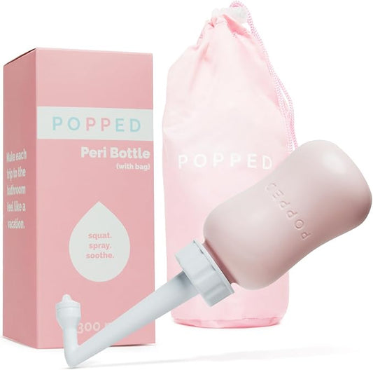 Popped Upside Down Peri Bottle for Postpartum Care, FSA HSA Eligible, 10 oz | Perineal Spray Bottle & Wash Bottle for Perineal Tears, Episiotomy & C-section Recovery, Angled Spout, Portable Bidet