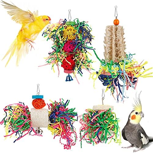 Bird Shredding Foraging Toys Parakeet Toy Chewing Hanging Toy Shredded Paper Bird Cage Accessories Bird Rope Perch for Conure Cockatiel Budgies Lovebird Parrotlet