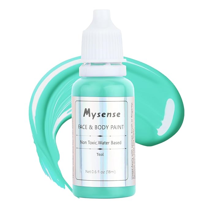 Mysense Teal Face Body Paint,Water Based Washable Face Paint,Non-toxic Cream Body Paint for Adults and Children Halloween Costume Special Effects Cosplay Makeup,0.6oz