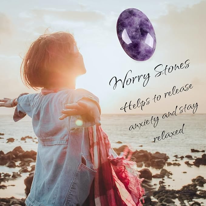 ZHIYUXI 2.4" Amethyst Crystal Gemstones Amethyst Stone Purple Crystals and Healing Stones Worry Stone Protection Crystals Polished Stones Palm Stone Energy Balancing Therapy Mediation 1PC