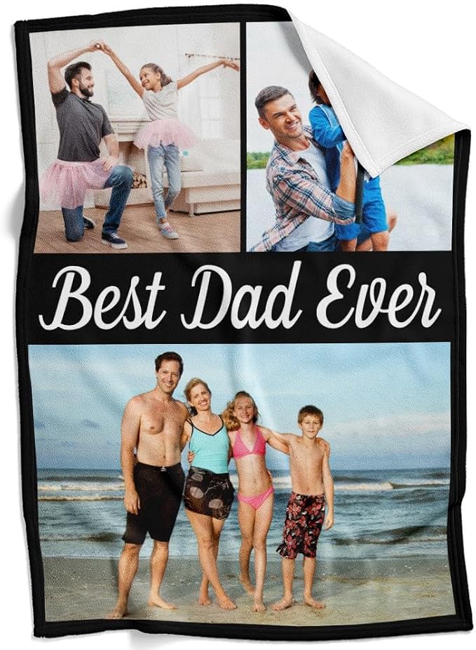 inkArts Custom Blanket with Photo, Personalized Blanket, Customized Photo Blankets, Customizable Picture Blankets, Personalized Fathers Day Blanket Gifts for Dad Baby Kid Family