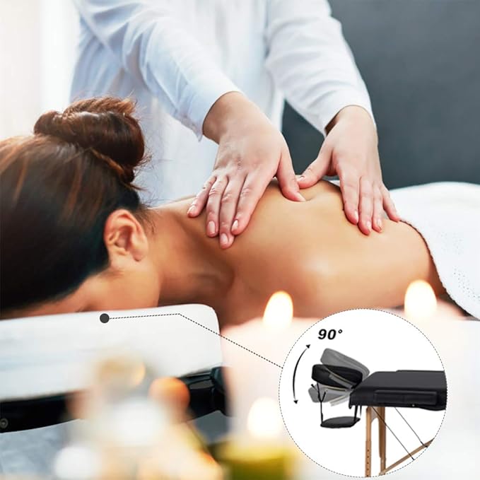 BestMassage Massage Bed Portable Massage Table 77" L 30" W 4" THK Lash Bed Height Adjustable 3 Folding PU Leather Spa Table with Oxford Bag for Spa Footmassage Facial CareSpa Tattoo