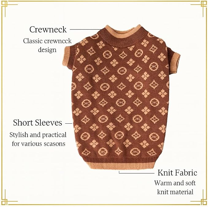 Everything Chic Luxury Dog Sweater – Soft Knit Designer Pet Outfit for Small Dogs & Puppies, XS–L, Stylish Warm Clothing for Yorkies, Chihuahuas, Dachshunds, Maltese, French Bulldog