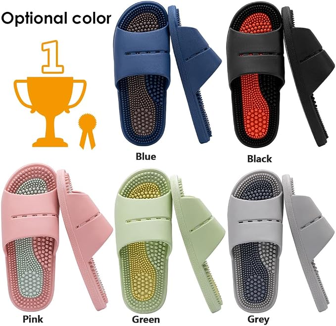 Acupressure Massage Slippers Acupressure Foot Massager Shoes Reflexology Sandals Gift for Men Women Reduce Feet Neuropathy Pain Relief and Tension (Grey,US Women 9.5-10/ Men -8.5)