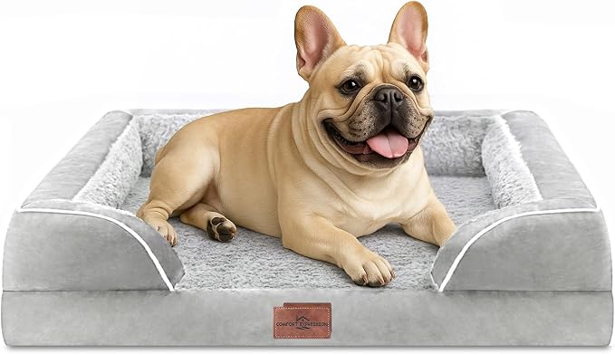 Comfort Expression Waterproof Orthopedic Dog Bed for Medium Size Dog | Supportive Egg Crate Foam Medium Pet Bed with Removable Bolsters, Dog Couch with Washable Cover & Non-Slip Bottom, 30x20 Inch