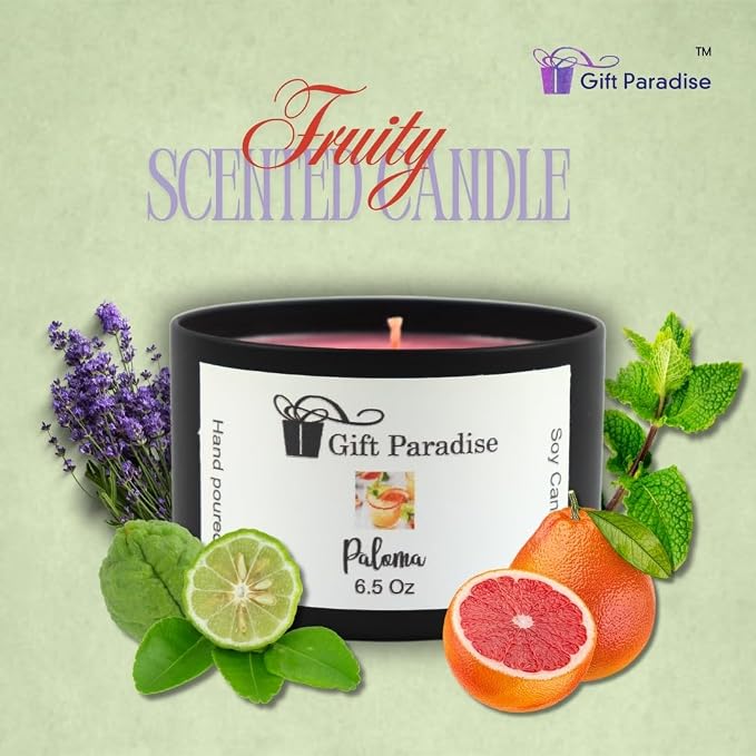 Paloma Soy Wax Candle in Black Metal Tin, 6.5 oz, Cotton Wick (6.5 oz,)