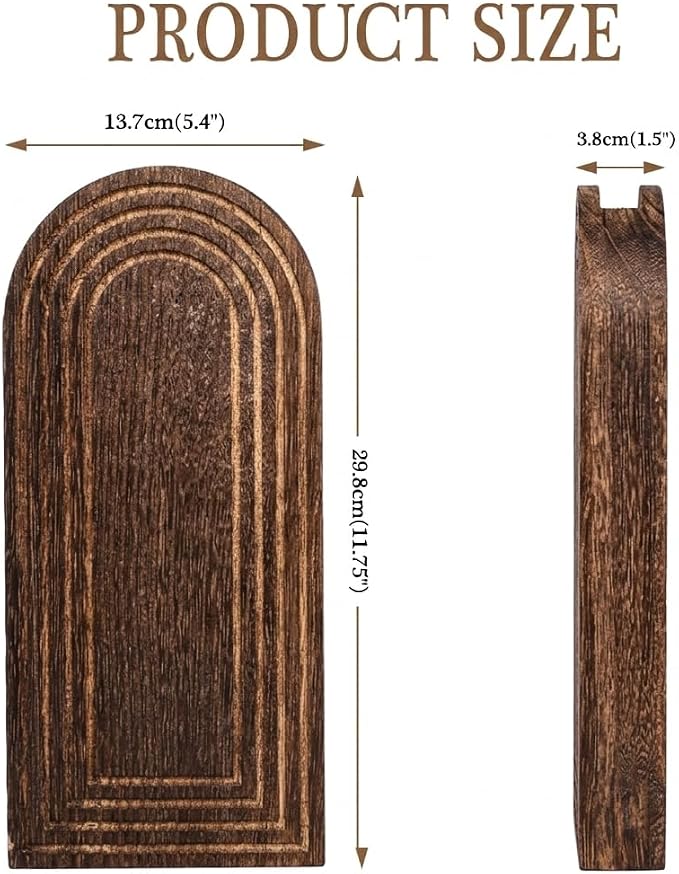 Set of 2 Wooden Wall Vases with Dried Pampas Grass & Eucalyptus, Boho Farmhouse Decor for Living Room, Entryway, Bathroom, Rustic Home Art(Dark Brown)