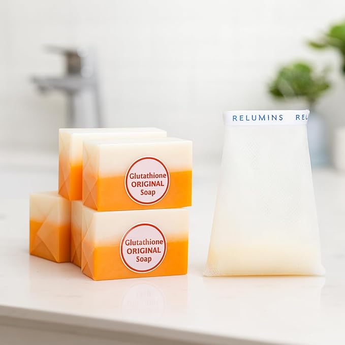 Relumins Glutathione Soap Bars for Smooth, Hydrated Skin – Deep Cleanse, Exfoliate & Nourish for All Skin Types - 5 x 150g Bars