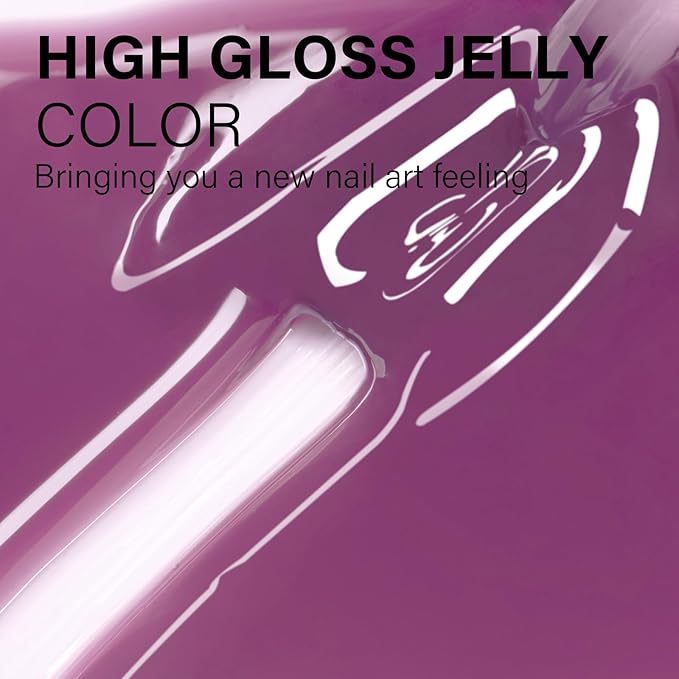 AILLSA Jelly Gel Nail Polish Violet Purple Translucent Gels Polish Jewel Grape Sheer Nail Polish Wine Color Dark Nail Gel Long Lasting Soak Off U V Gel for Nail Art at Home 0.51 Fl Oz /GB91