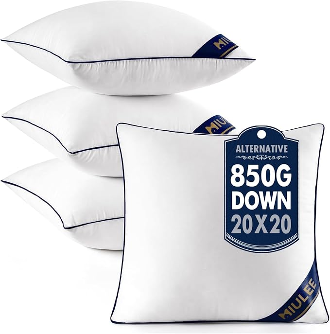 MIULEE 20x20 Pillow Inserts 4 Pack, Premium Down Alternative Throw Pillows | Alternative Square Decorative Pillow Stuffer for Sofa, Couch (22x22 inch, Set of 4)