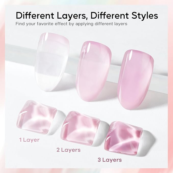 Morovan Jelly Nail Polish Set: Sheer Glass Pastel Macaron Spring Summer Fingernail Polish Kit Quick Air Dry Mini Milky Pink Light Blue Green Nail Polish DIY Manicure Art Salon Gift for Women Girls