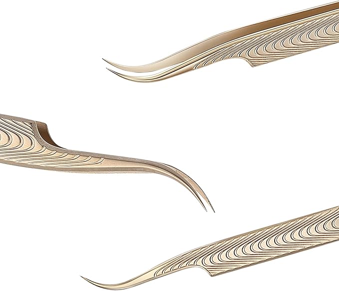 Ms.Queen Lash Tweezers for Eyelash Extension-Professional Lashing Tweezers for Mega Volume Mink Eyelashes Extensions Applying,Curved
