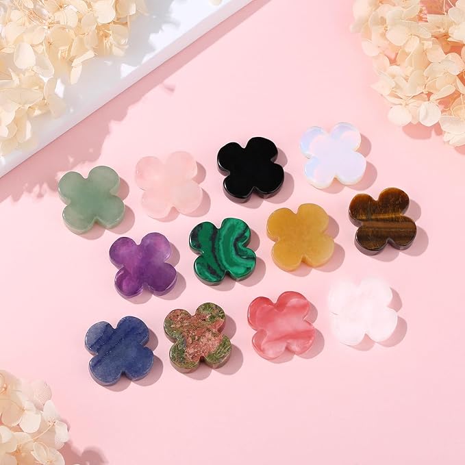 DUQGUHO Four Leaf Clover Crystals Healing Crystals and Stones St. Patrick's Day Gifts 12PCS 0.9 Inch