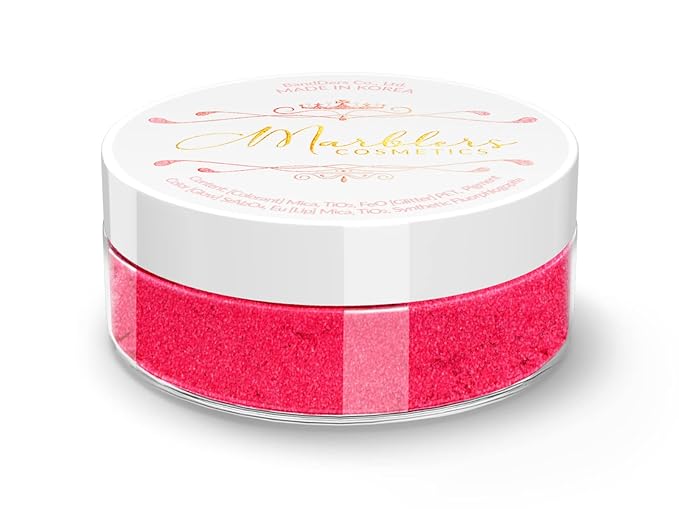 MARBLERS Fine Synthetic Mica Powder [Hot Pink] 0.11oz (3g) | Highly Pigmented | Non-Toxic, Vegan, Cruelty-Free | Lip Gloss, Lipstick, Bath Bomb, Nail Polish, Nail Art | Party, Body, Face Makeup