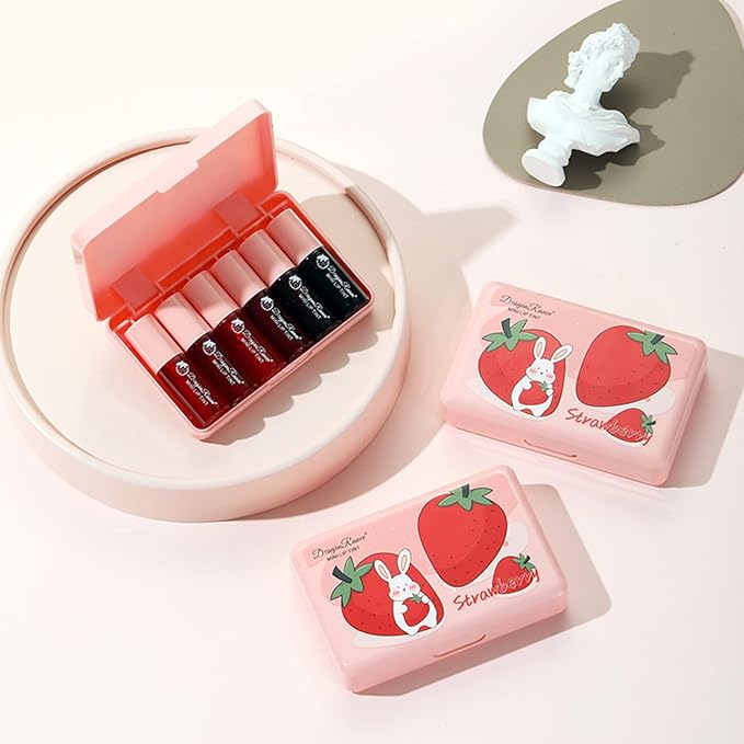 Eakroo 6 Colors Lip Tint Stain Mini Liquid Lipstick, Lip Gloss for Women, Lip Oil Stain, Lip Stain Long Lasting Waterproof, Lip Makeup, Korean Makeup, Cute Stuff, Non-Stick Cup, High Pigment