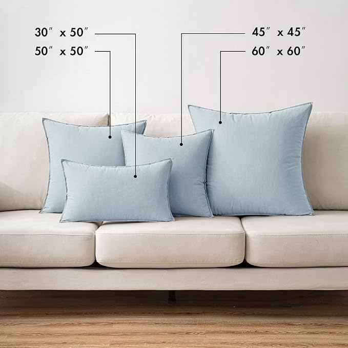 MIULEE Pack of 2 Decorative Linen Pillow Covers 18x18 Inch Coastal Blue | Boho Farmhouse Modern Accent Throw Pillows, Soft Neutral Cushion Covers, Home Decor for Sofa Couch Bed Living Room
