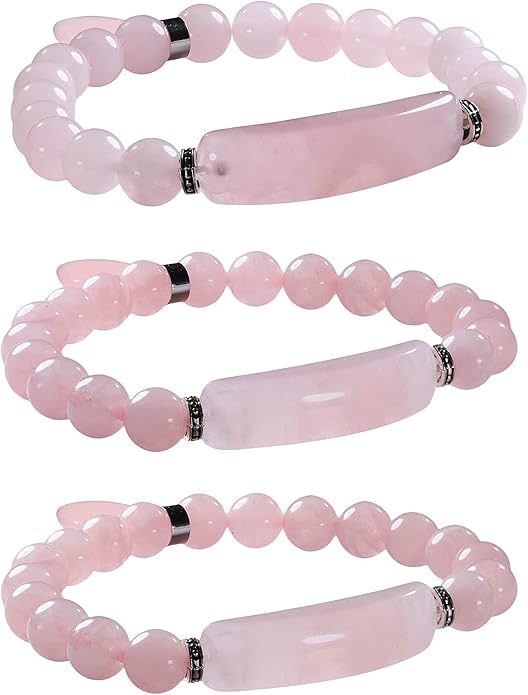 TUMBEELLUWA Healing Stone Bracelet 8mm Beads Chakra Crystal Energy Heart Charm Bracelet Handmade Jewelry for Women