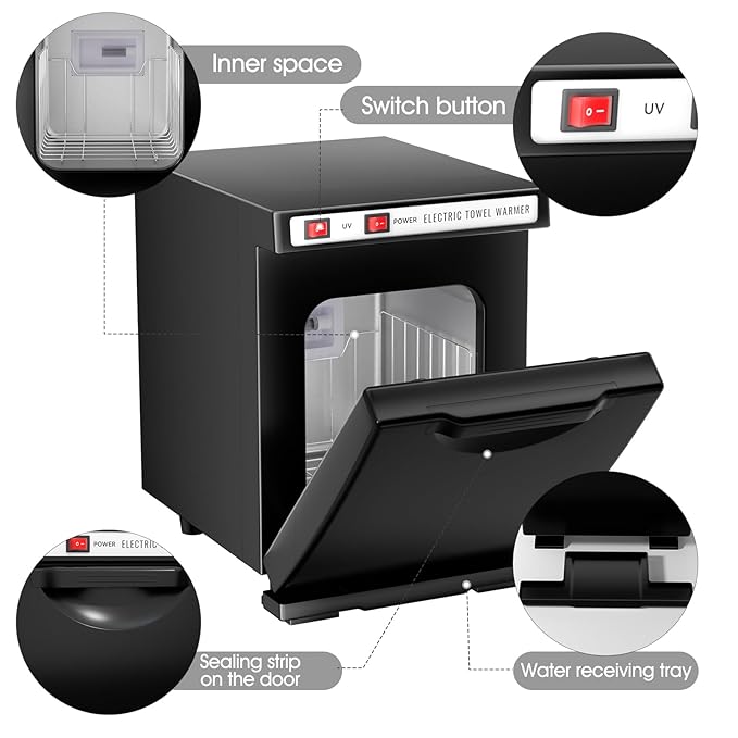 Hot Towel Warmer for Spa, 5L Thermostatic Towel Heater, 2-in-1 Professional Mini Towel Warmer, Beauty Salon and Spa Towel Warmers for Facial.(5L-Black)