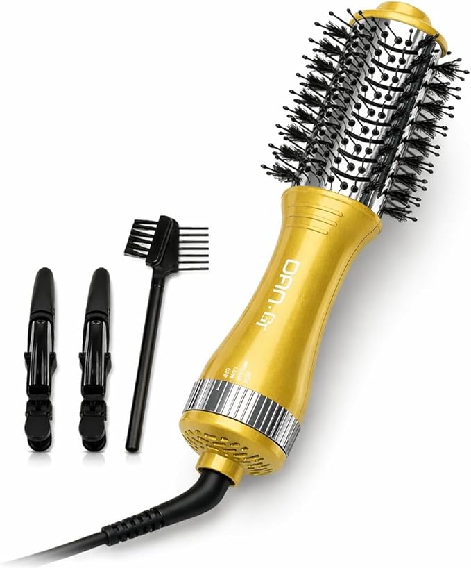 DAN Technology Dual Voltage Hair Dryer Brush Hot Air Brush, 2 inch Hair Blow Dryer Brush, Ionic Oval Barrel for Smooth