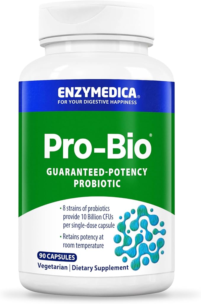 Enzymedica, Pro-Bio, Shelf Stable, Stomach-Acid Resistant Probiotic for Healthy Digestion, 10 Billion CFU, 90 Count