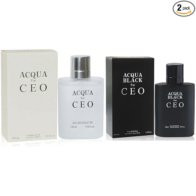A CENTER Acqua & Acqua Black Men's Cologne Eau de Parfum Gift Set - 3.4 Fl Oz Each | Citrus Spicy & Woody Ambergris Fragrance | Luxury Perfume for Day & Night