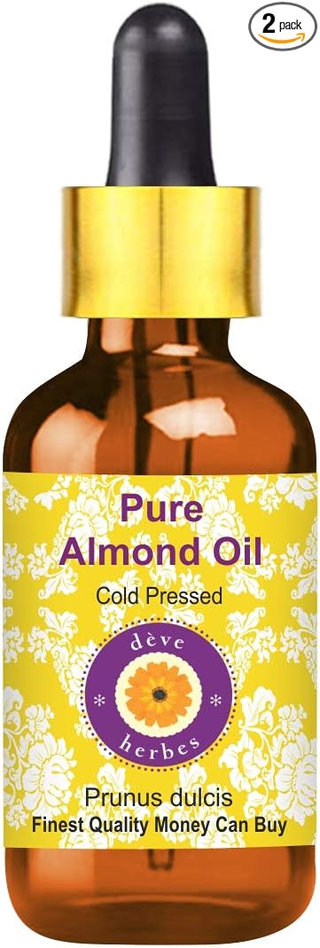 dève herbes Pure Almond Oil (Prunus dulcis) with Glass Dropper Cold Pressed 30ml (1 oz)