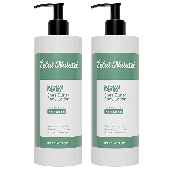 Shea Butter Lotion, 25% Shea Butter Body Lotion Set with Vitamin E, Nourishing Moisturizing Lotion for Dry Skin, 10.15 Fl Oz (Packge of 2)