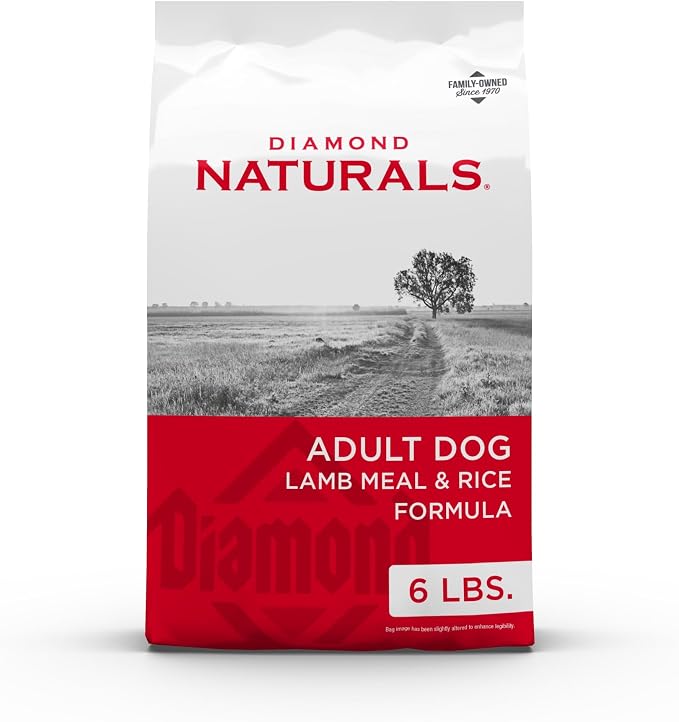 DIAMOND NATURALS Adult Dry Dog Food, Lamb Meal & Rice, 6lb | Pasture Raised Lamb Protein | Omega Fatty Acids for Skin & Coat Health | Guaranteed Probiotics for Digestive Support