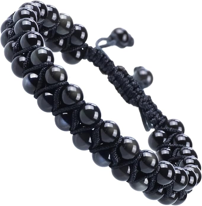 MASSIVE BEADS Double Layer Natural Chakra Healing Power Crystals Macrame Bracelet Yoga Stone Beads Gemstone Meditation Relax Anxiety Bangle for Unisex Women Men