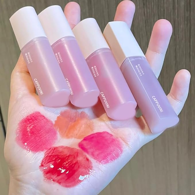 Petansy Hydrating Lip Gloss, 4 Colors Plumping Lipgloss, Waterproof MoisturizingTinted Lip Balm, Water Mirror Liquid Lipstick, Long-Lasting Bold Stain, Non-Sticky Natural Lip Makeup