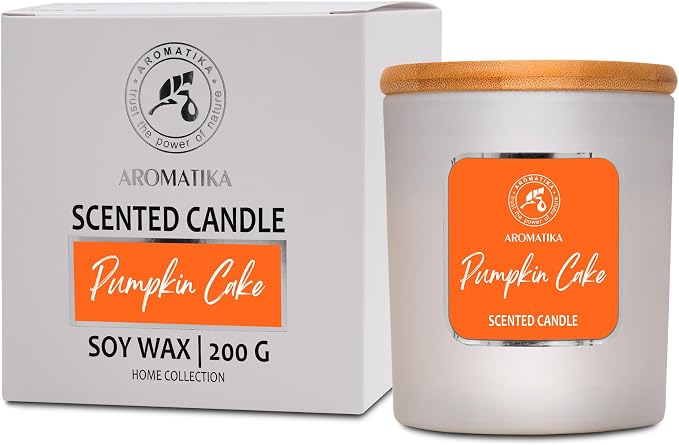 Scented Candle Pumpkin Cake - Soy Wax 6.8 Oz - Home Scented Aroma - Aromatherapy - Relax Scent - Air Freshener - Glass Candle Gift - Idea for Mother's Day - Birthday - Christmas