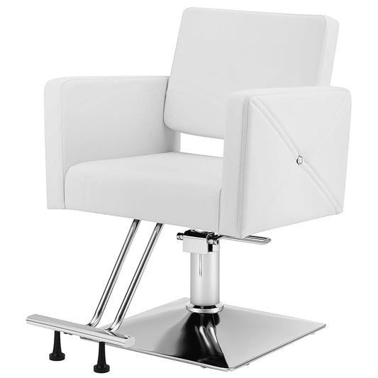 Artist hand White Salon Chair for Hair Stylist, Hydraulic Hair Salon Styling Chair with Back Cover, 360 Degree Swivel Barber Chair, Beauty Salon Equipment for Woman Man, Max Load 330 Lbs