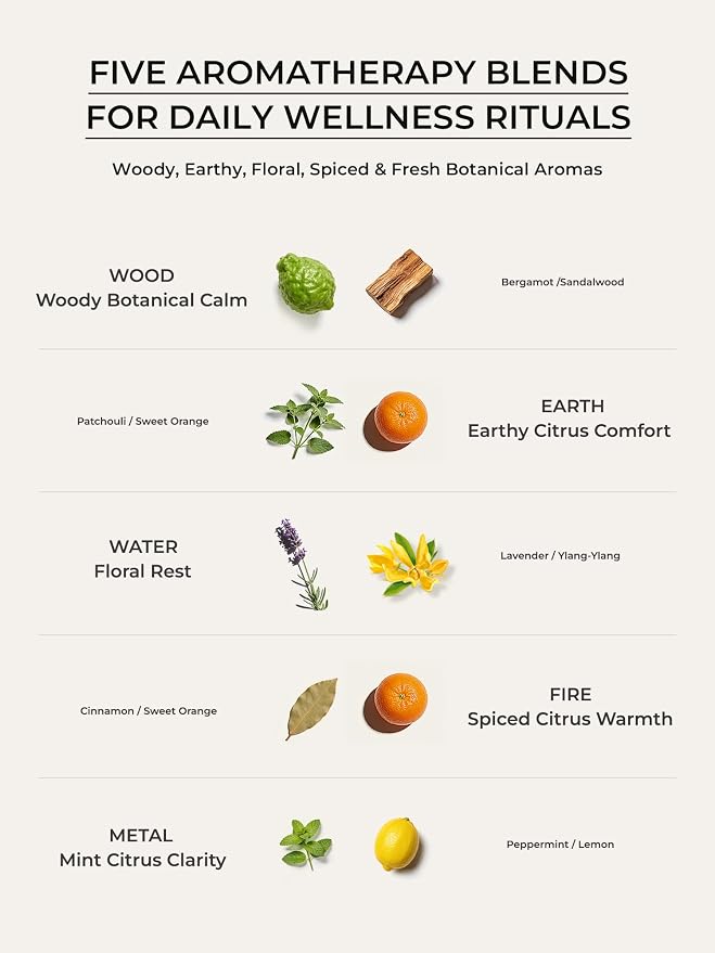 Five Elements Essential Oil Roll-On Gift Set 15ml x 5, Breathe, Sleep, Stress Relief, Muscle Relief & Meditation Blends, Aromatherapy Roller Collection Tailored to Your Personality