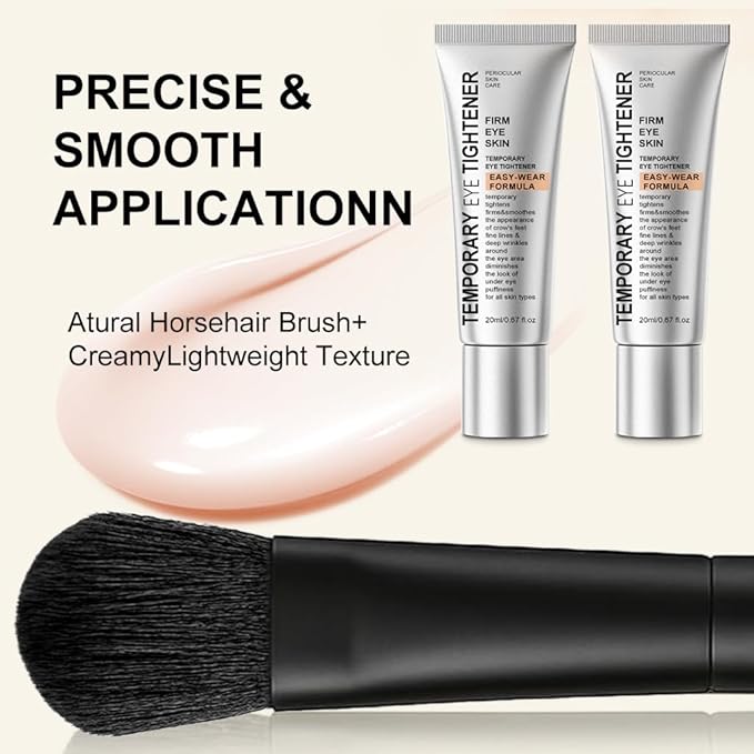 Perfection Eye Tightener Cream, Instant Firming Cream for Puffiness, Fine Lines & Wrinkles, Lightweight Easy-Wear Formula, Gentle Skin Care for All Skin Types for women, 2PCS with 2 Brushes, Silver-A